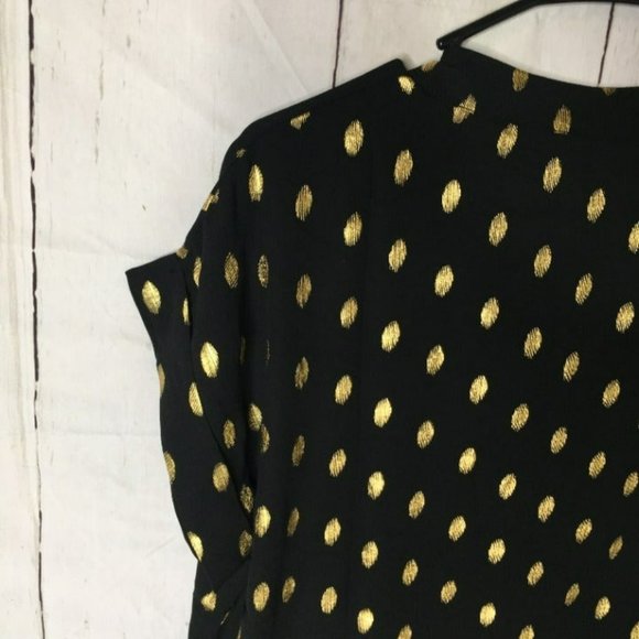 Shein Womens Black Blouse Gold Spots Large NEW - Picture 7 of 8